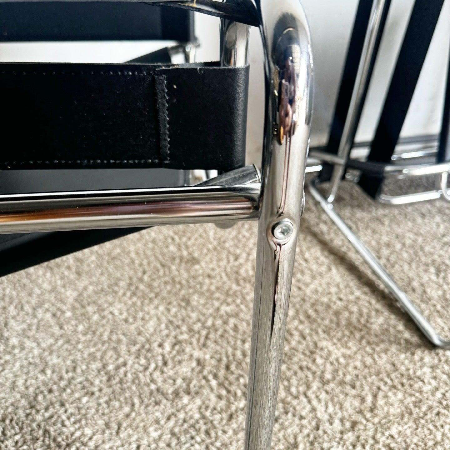 Black and Chrome Wassily Style Lounge Chairs - a Pair 3