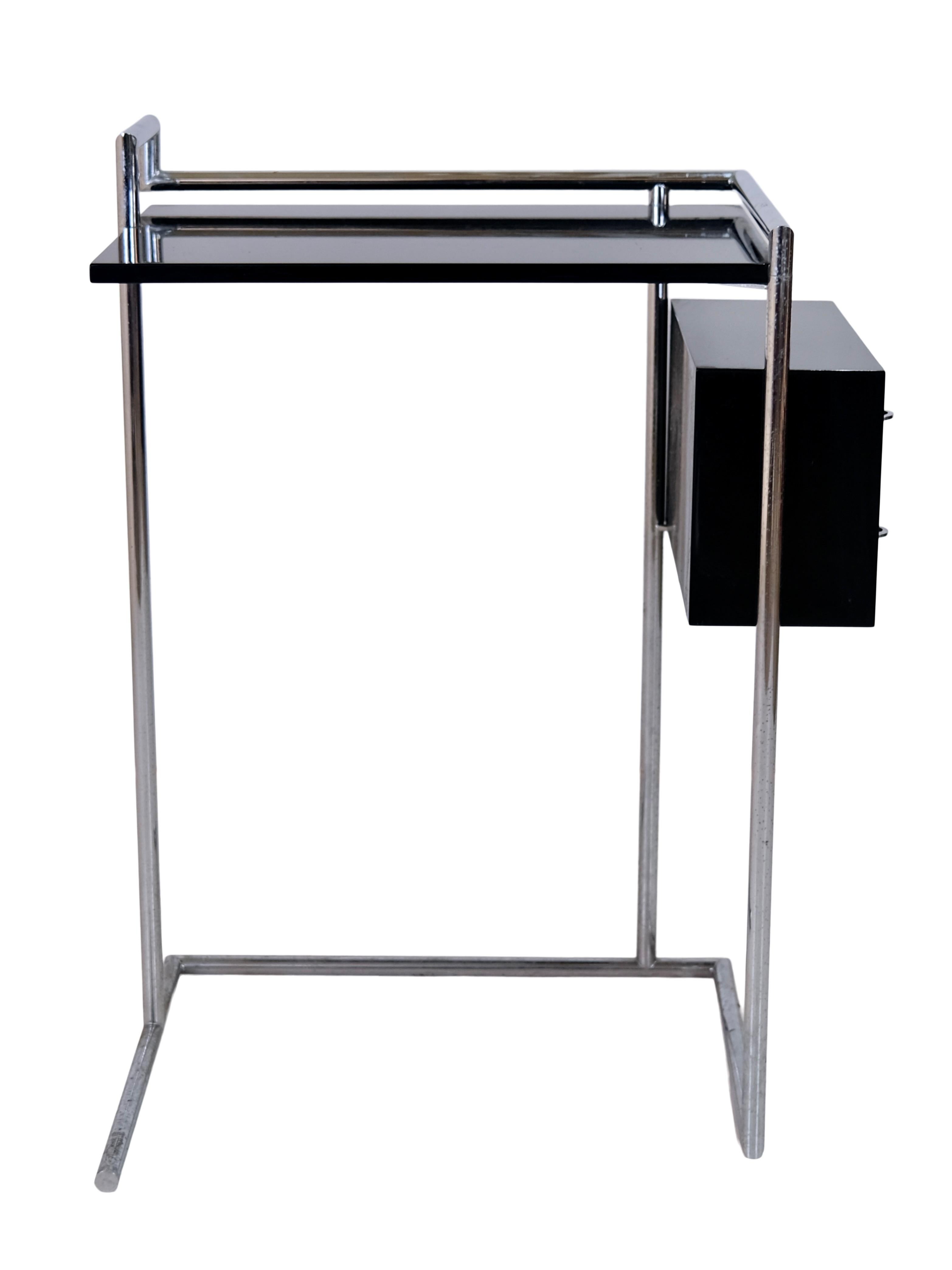Art Deco Black and Chromed Steel Tube Coiffeuse Table by Eileen Gray for ClassiCon