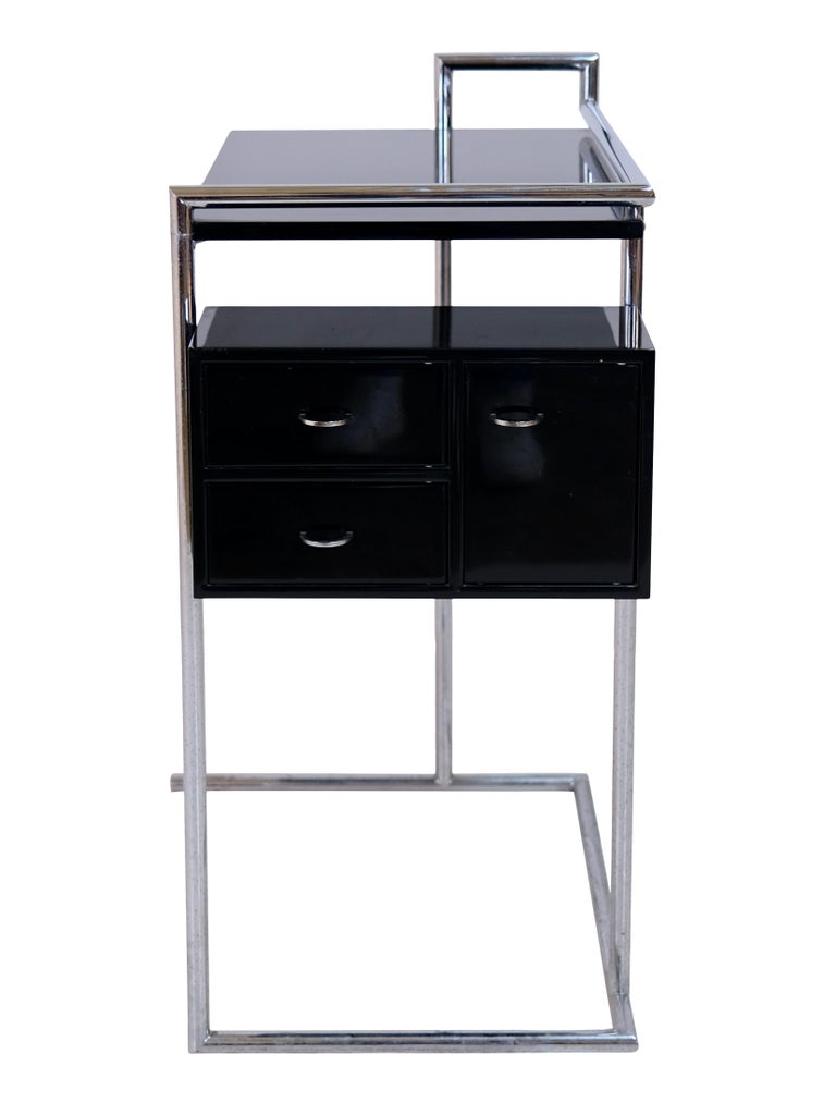 German Black and Chromed Steel Tube Coiffeuse Table by Eileen Gray for ClassiCon