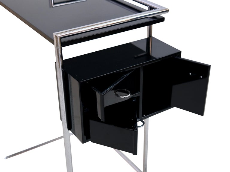 Blackened Black and Chromed Steel Tube Coiffeuse Table by Eileen Gray for ClassiCon