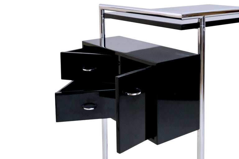 Black and Chromed Steel Tube Coiffeuse Table by Eileen Gray for ClassiCon In Fair Condition In Ulm, DE