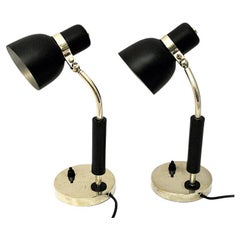 Black and Classic Pair of Metal Table Lamps 1940s, Sweden