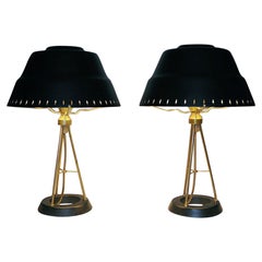 Vintage Black and classic pair of metal table lamps by Uppsala Armaturfabriks 1950s