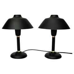 Black and Classic Swedish Pair of Metal Table Lamps, 1950s