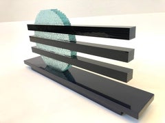 Skulptur aus schwarzem und klarem Glas von Runstadler Studios