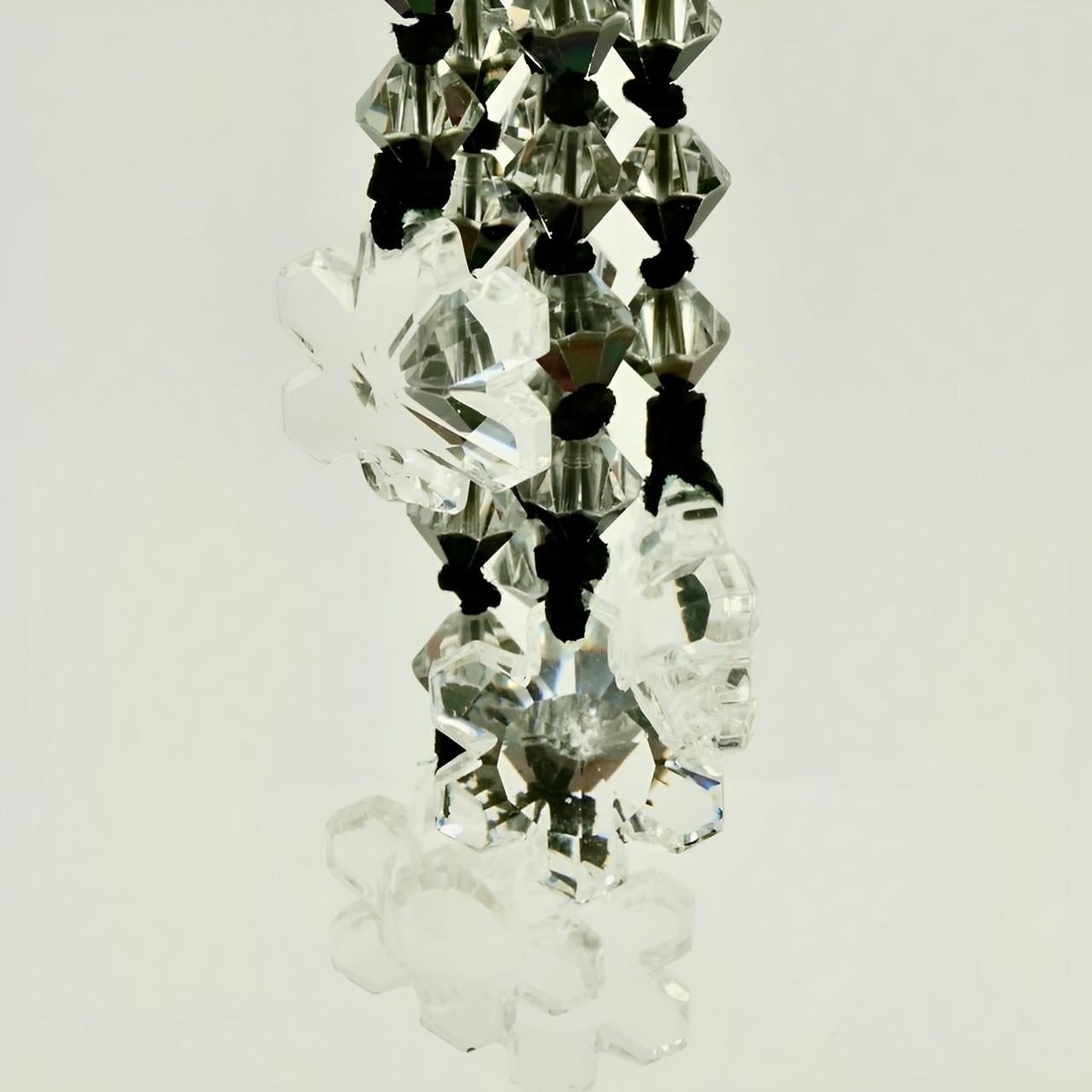 Statement-Ohrclips aus schwarzem und klarem Glas in Silbertönen, 1960er Jahre für Damen oder Herren im Angebot