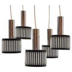 Black and Clear Lucite Five Shade Cascade Chandelier