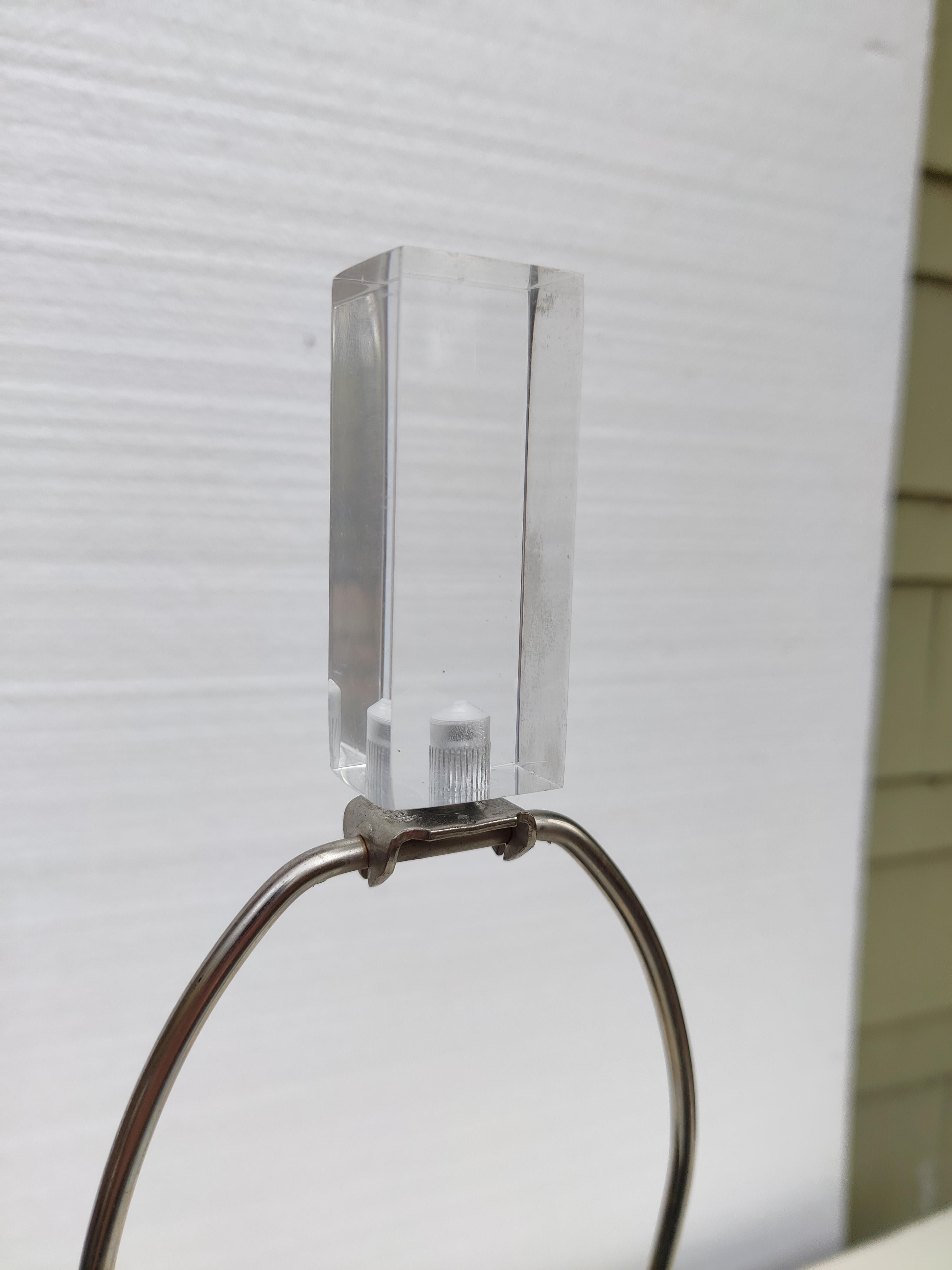 Black and Clear Lucite Hour Glass Shaped Lamp For Sale 1
