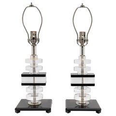Black and Clear Lucite Table Lamps
