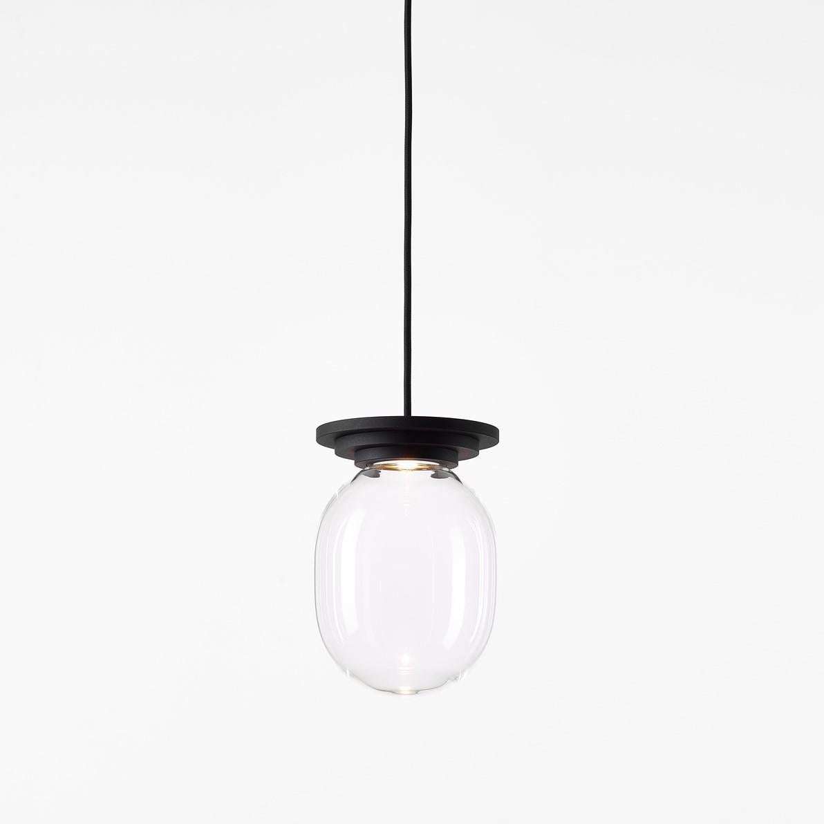 Modern Black and Clear Stratos Big Capsule Pendant Light by Dechem Studio For Sale