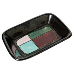 Tazza in ceramica astratta nera e colorata del 1950 circa Stile di Georges Jouve