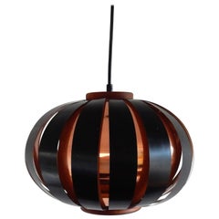 Lampe pendante noire et cuivre de Werner Schou pour Coronell Elektro:: Danemark