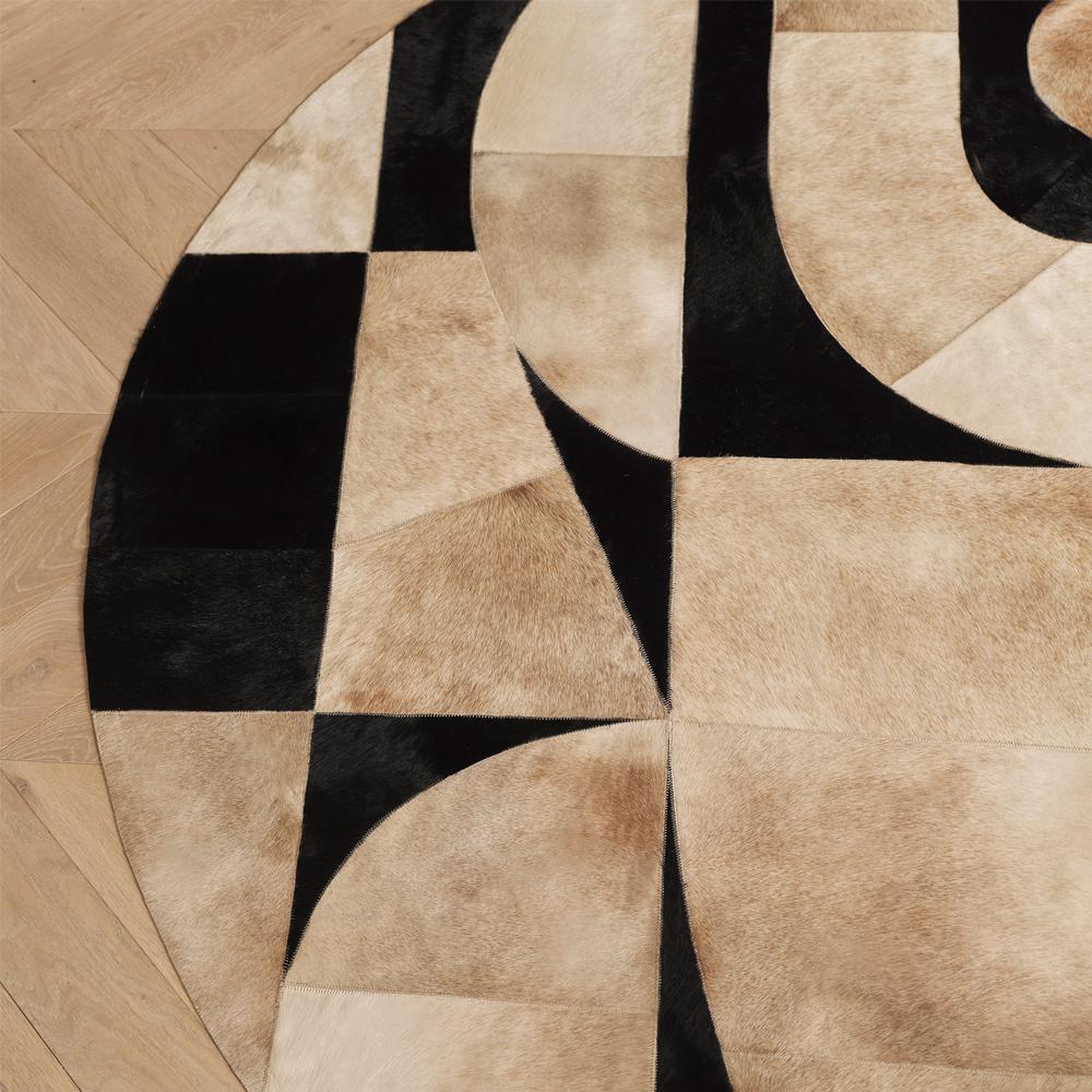 Alfombra Postmoderna Redonda Personalizable Negro y Crema XLarge en venta 1
