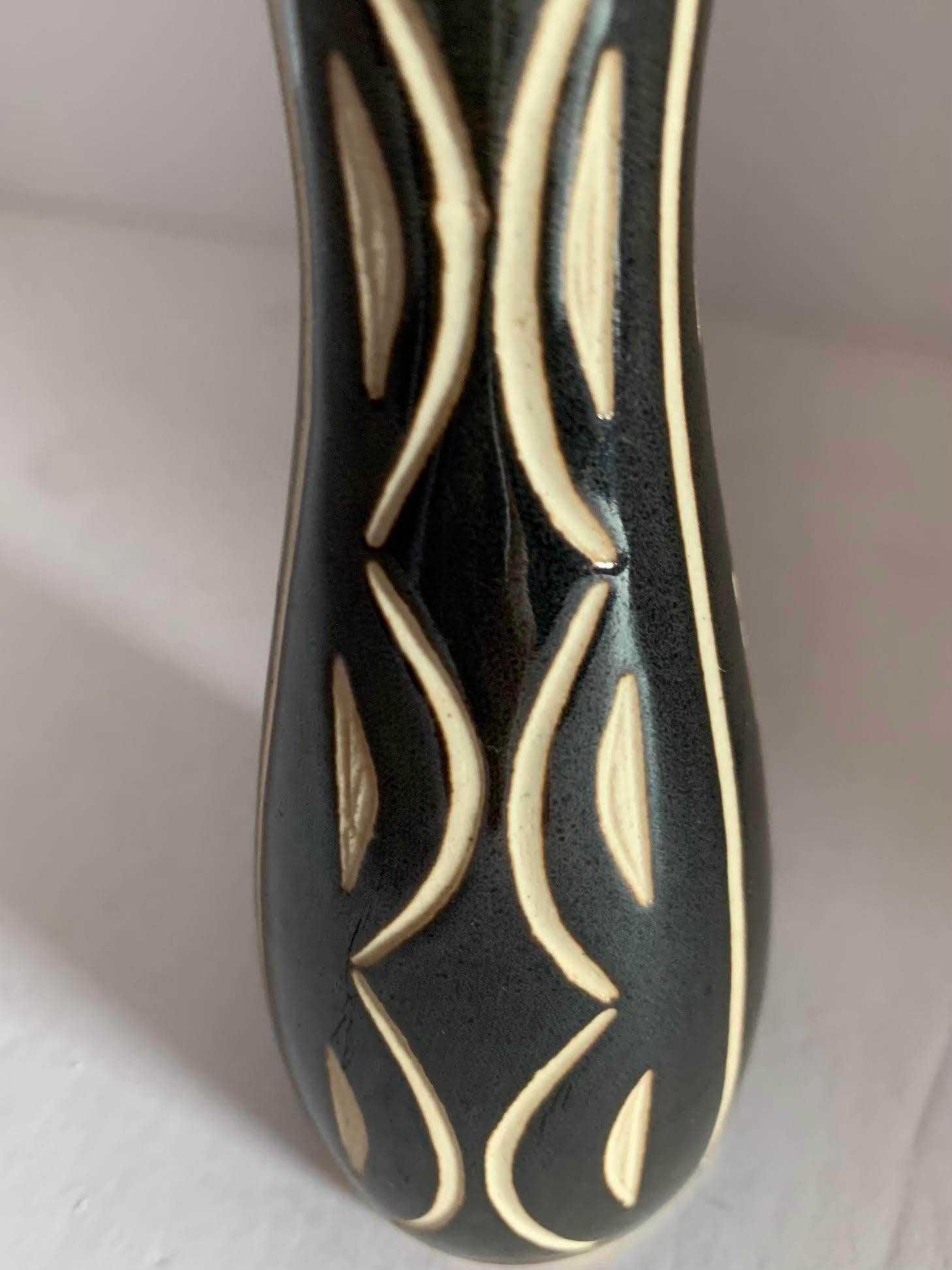 black and cream vases