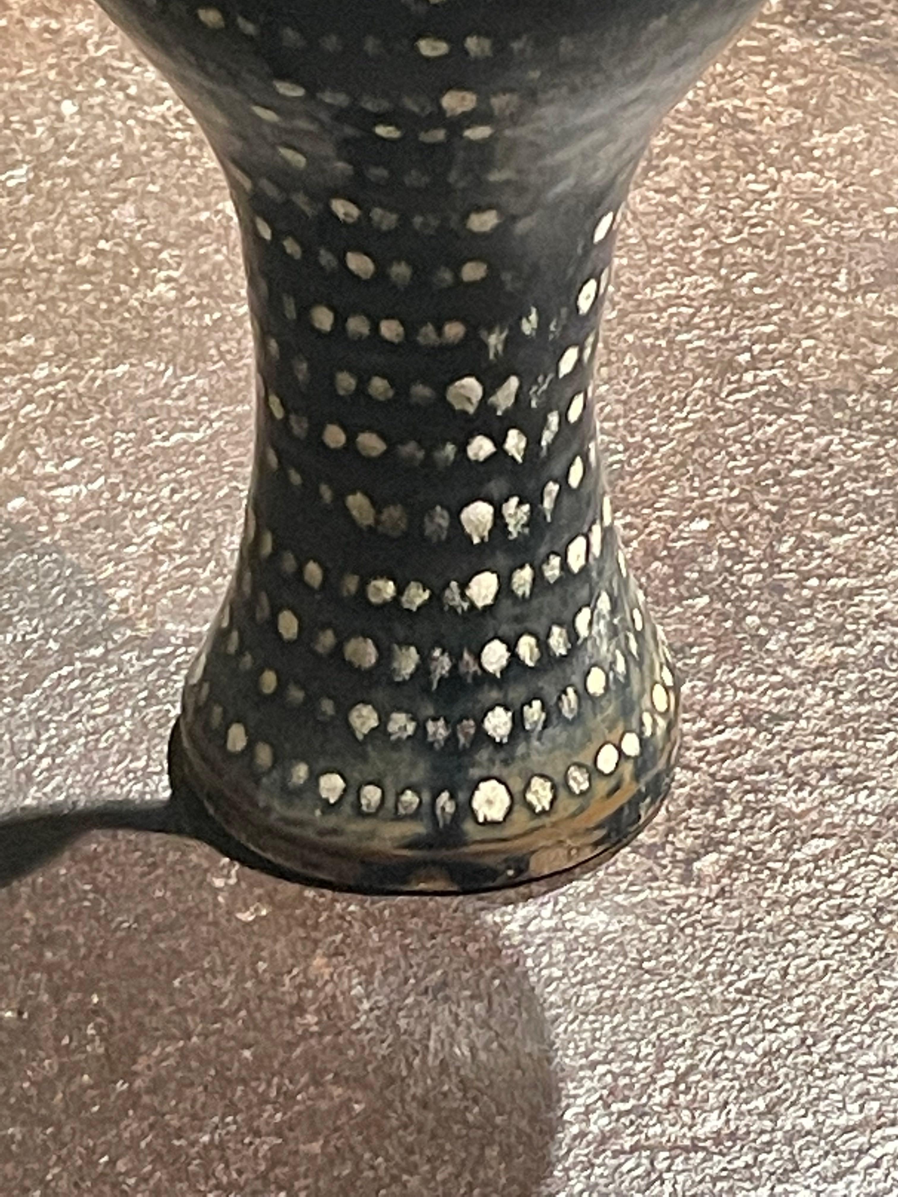 Chinese Black and Cream Dotted Vase, China, Contemporary For Sale