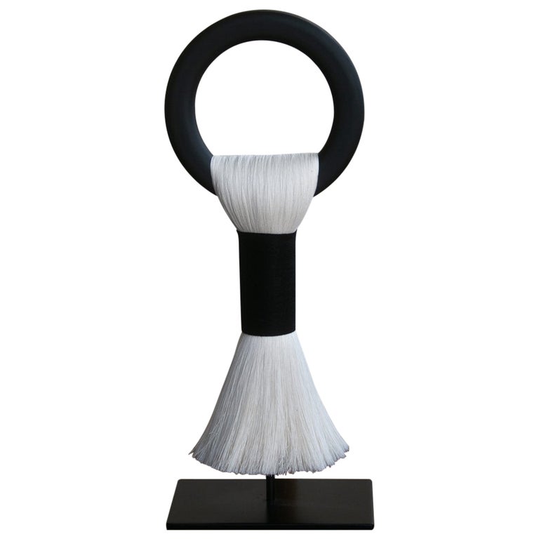 Black and Cream Handmade Recycled Cotton Space Jewelry Sculpture, in