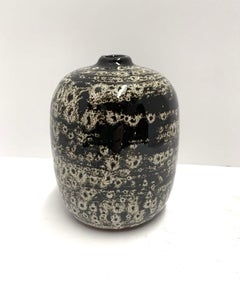 Black and Cream Speckled Glazed Vase, China, Contemporary