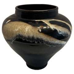 Black And Cream Splatter Glazed Vase, China, Contemporary