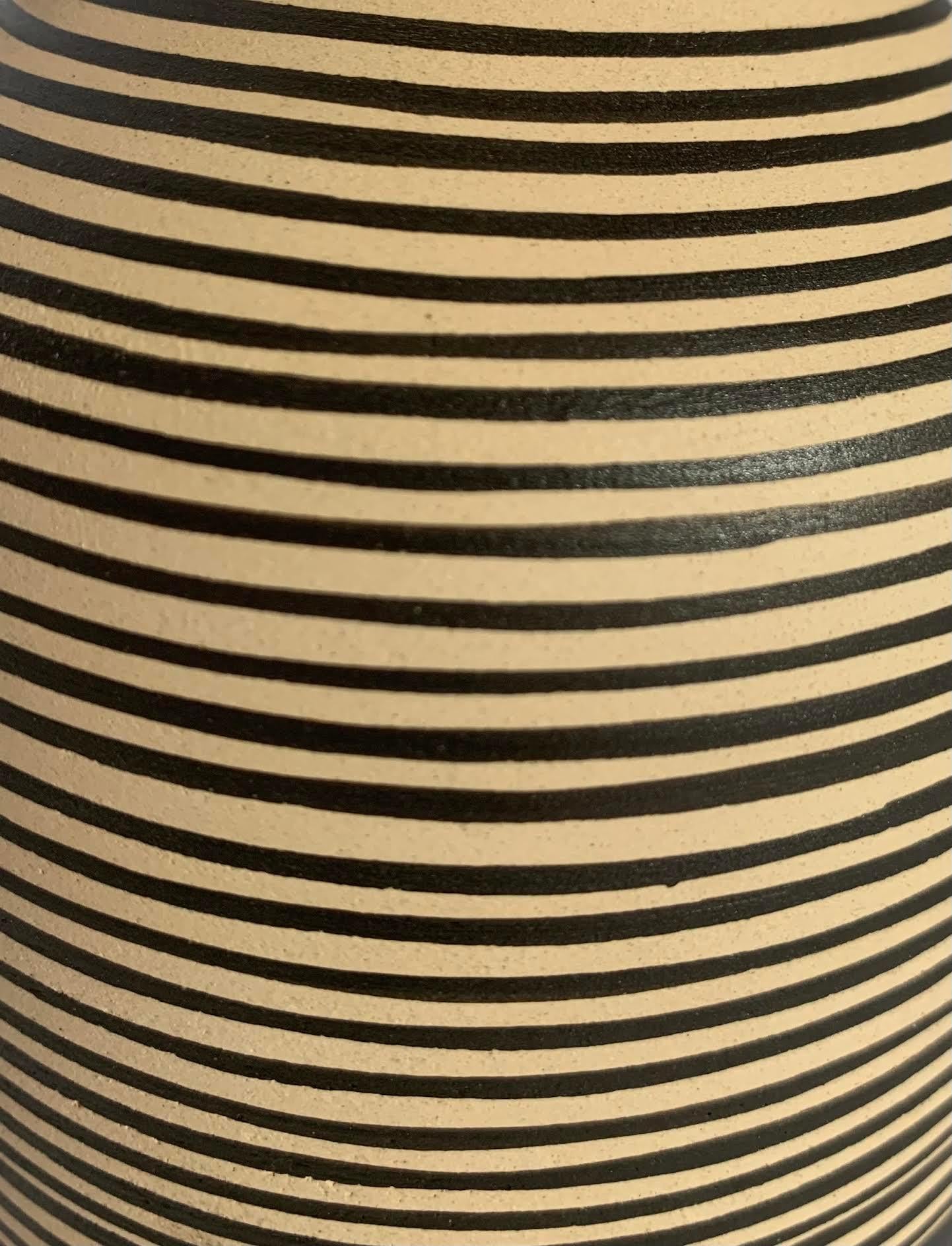 Black And Cream Thin Striped Vase, Turkey, Contemporary In New Condition For Sale In New York, NY