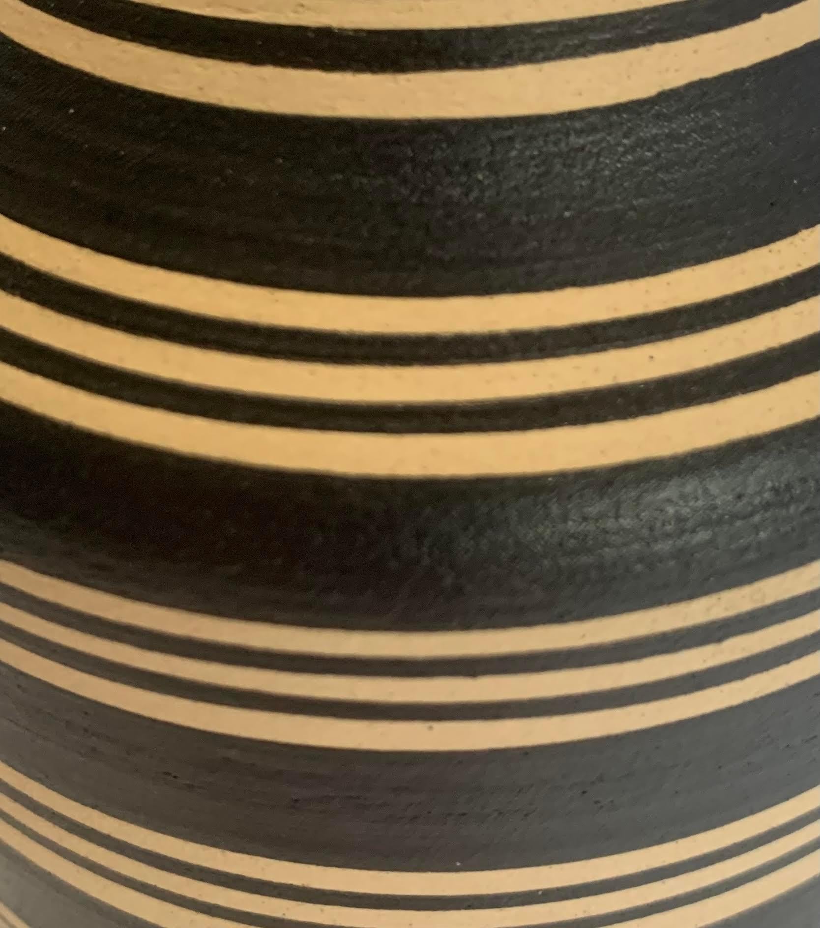 Chinese Black And Cream Triple Band Stripe Vase, China, Contemporary For Sale