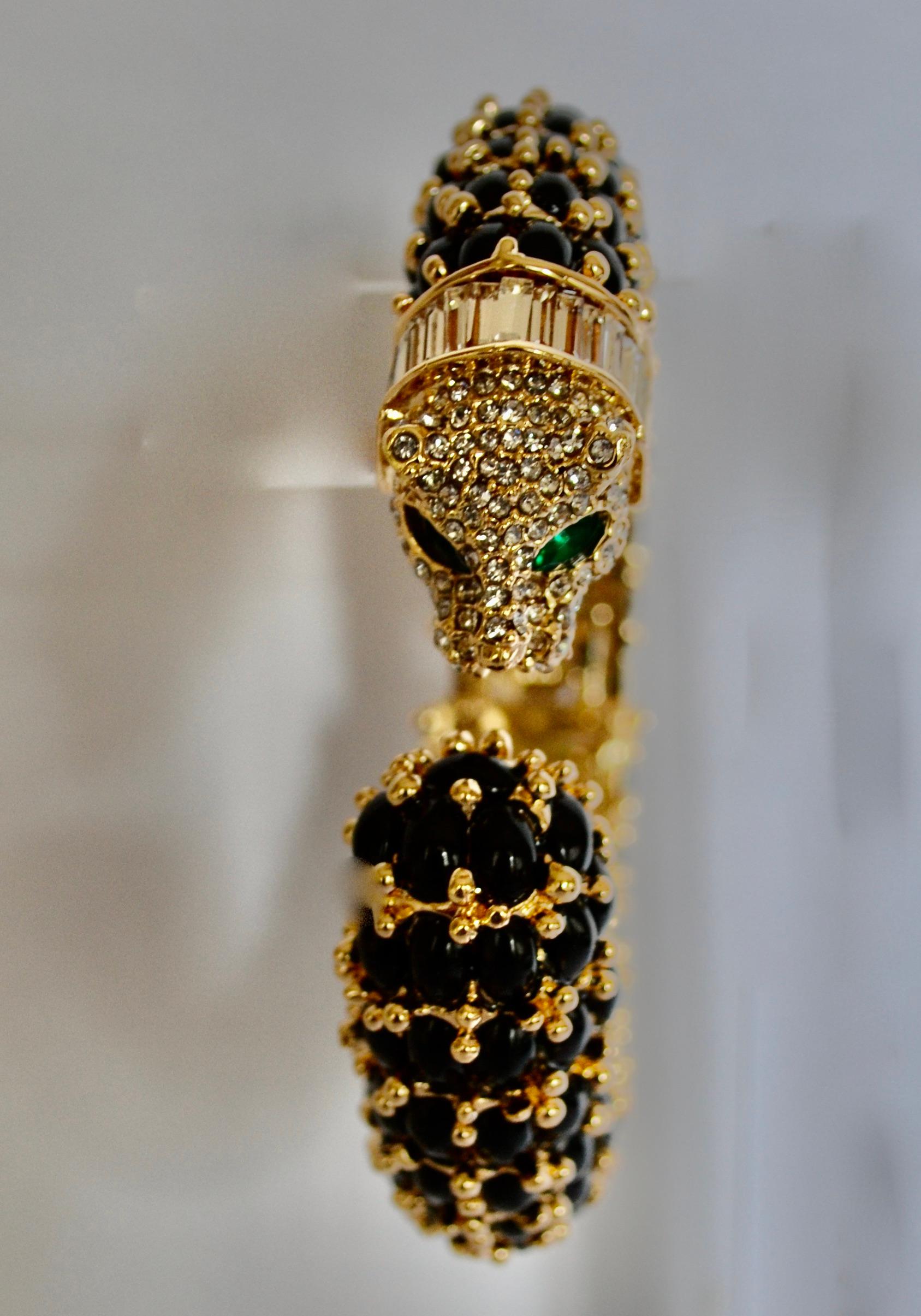 Baroque Bracelet panthère noire et cristal