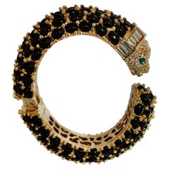 Black and Crystal Panther Bangle