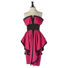 Black and fushia bustier cocktail dress VICTOR COSTA