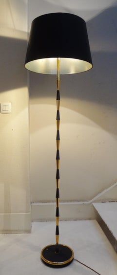 Black and Gilt Brass Floor Lamp by Maison Arlus, 1960s