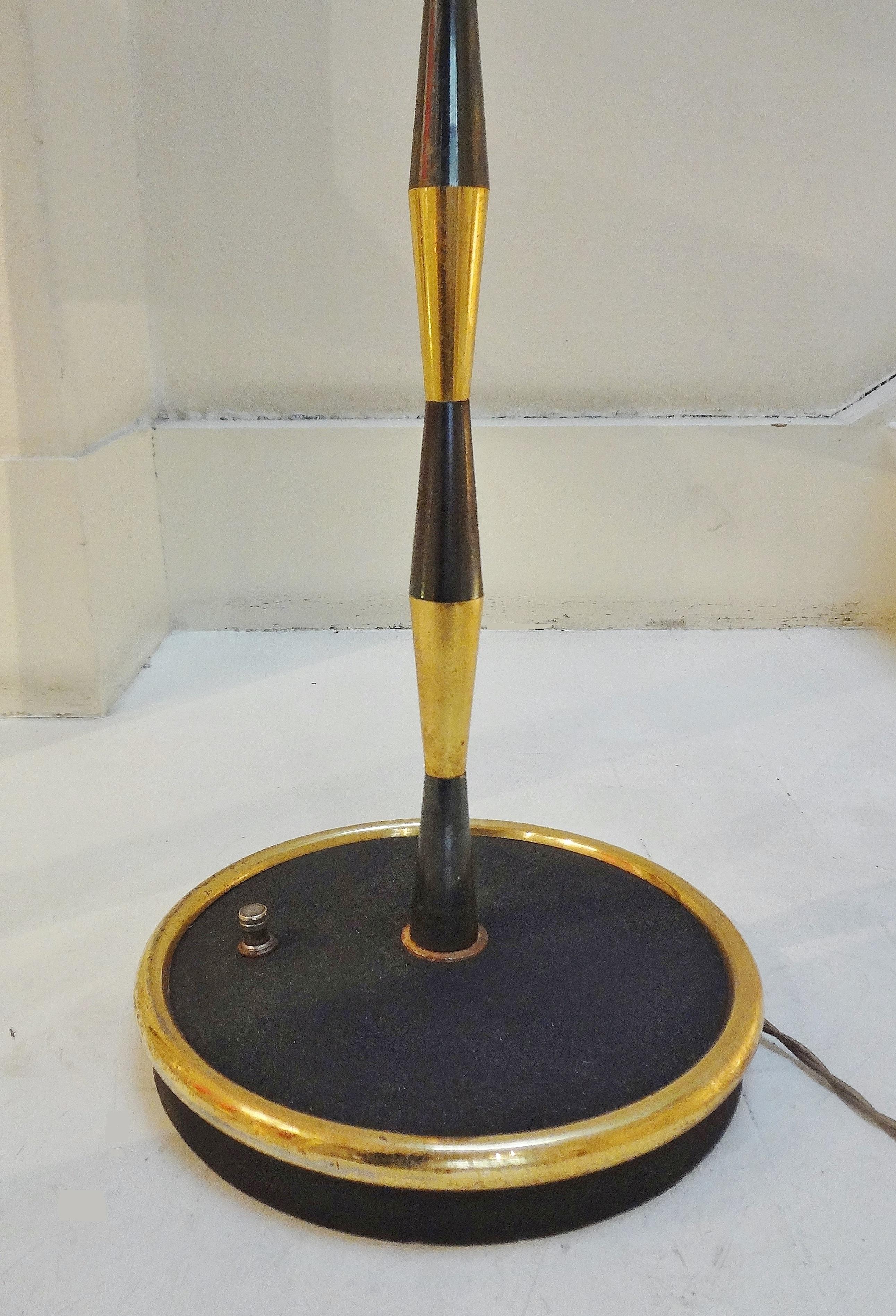 Mid-Century Modern Black and Gilt Brass Floor Lamp by Maison Arlus, 1960s For Sale