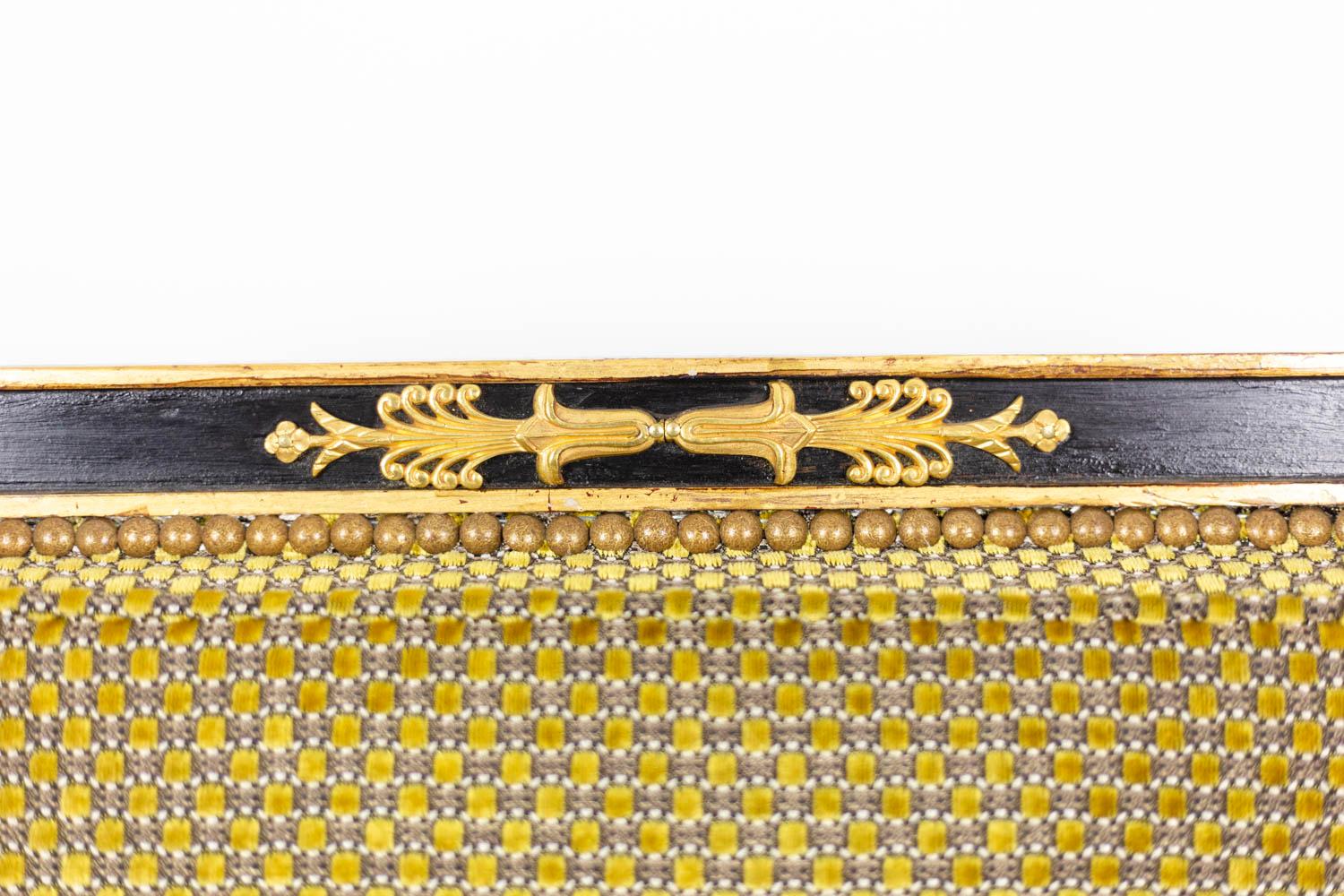 Poltrona stile Impero laccata nera e dorata, 1900 circa in vendita 1