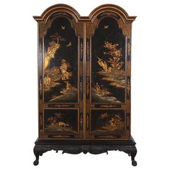 Antique Black and Gilt Lacquered ‘Japanned’ Armoire from Paris
