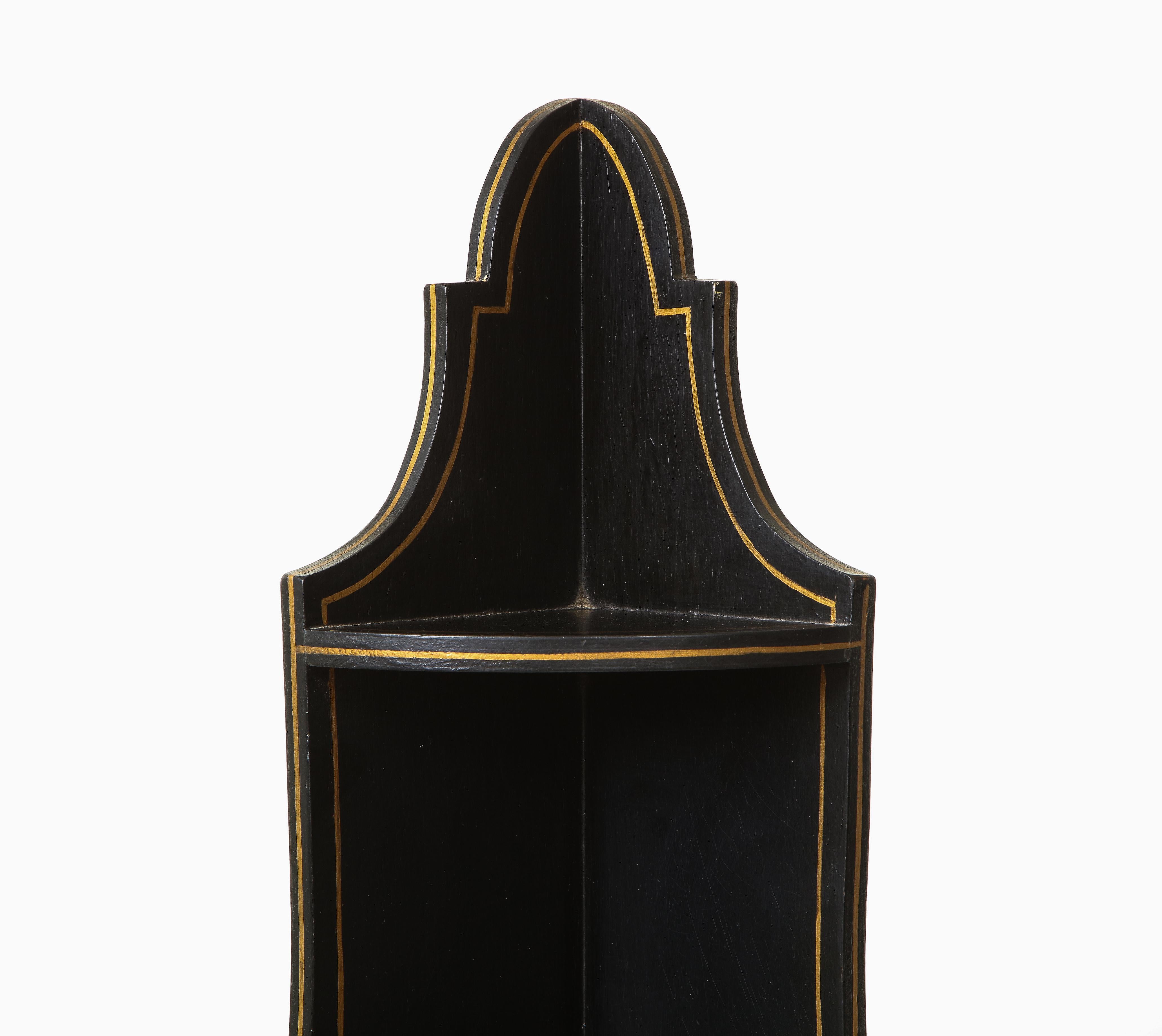 20th Century Black and Gilt Six-Tier Corner Étagere