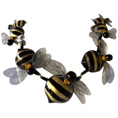 Black and Gold Artisan Bumblebee Statement Necklace