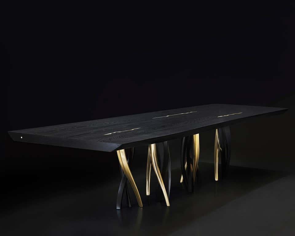 black and gold dining table