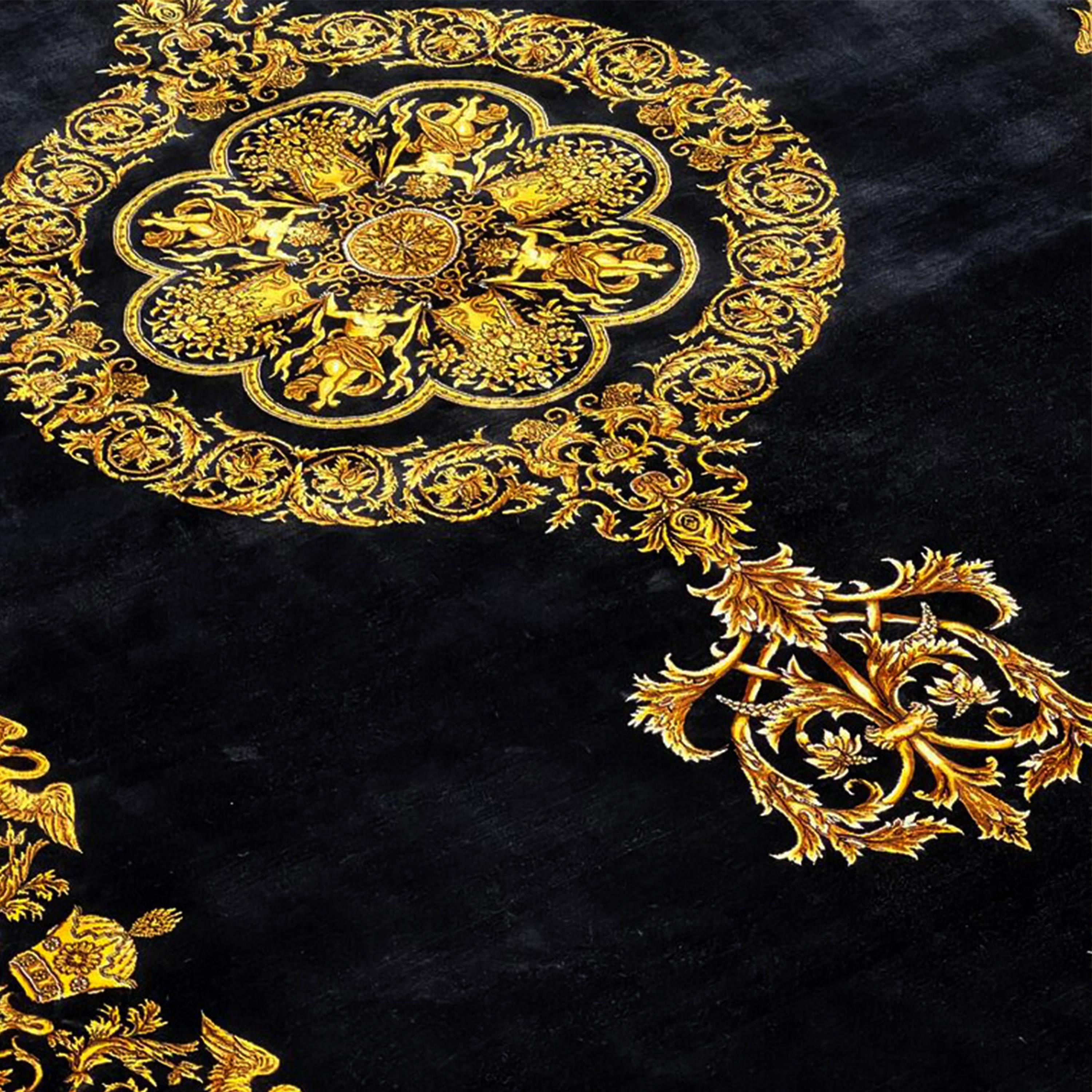 Tappeto di seta barocco nero e oro in stile persiano, 150x225 cm in vendita 1