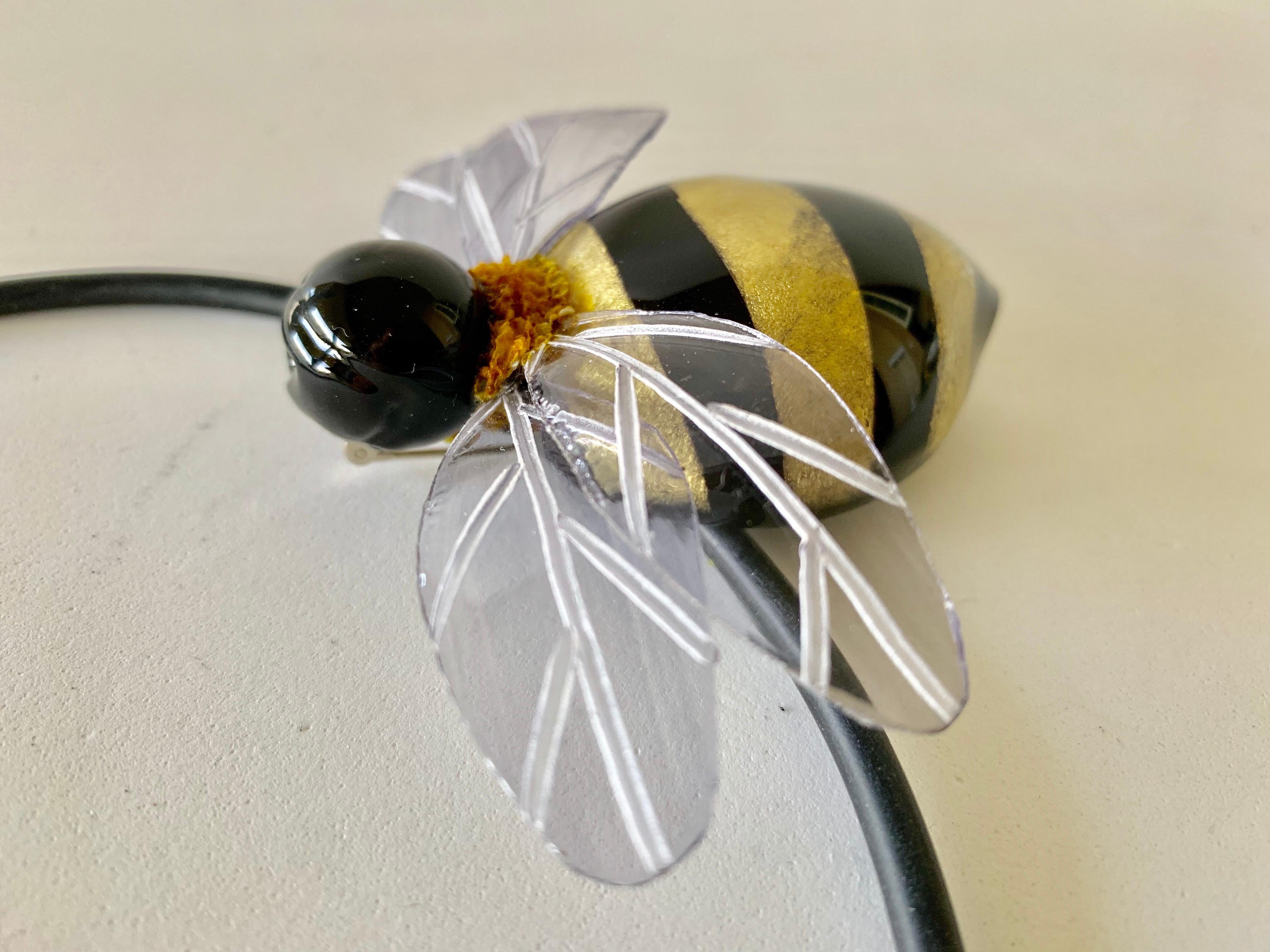 Black and Gold Bumblebee Statement Necklace/Pin   5