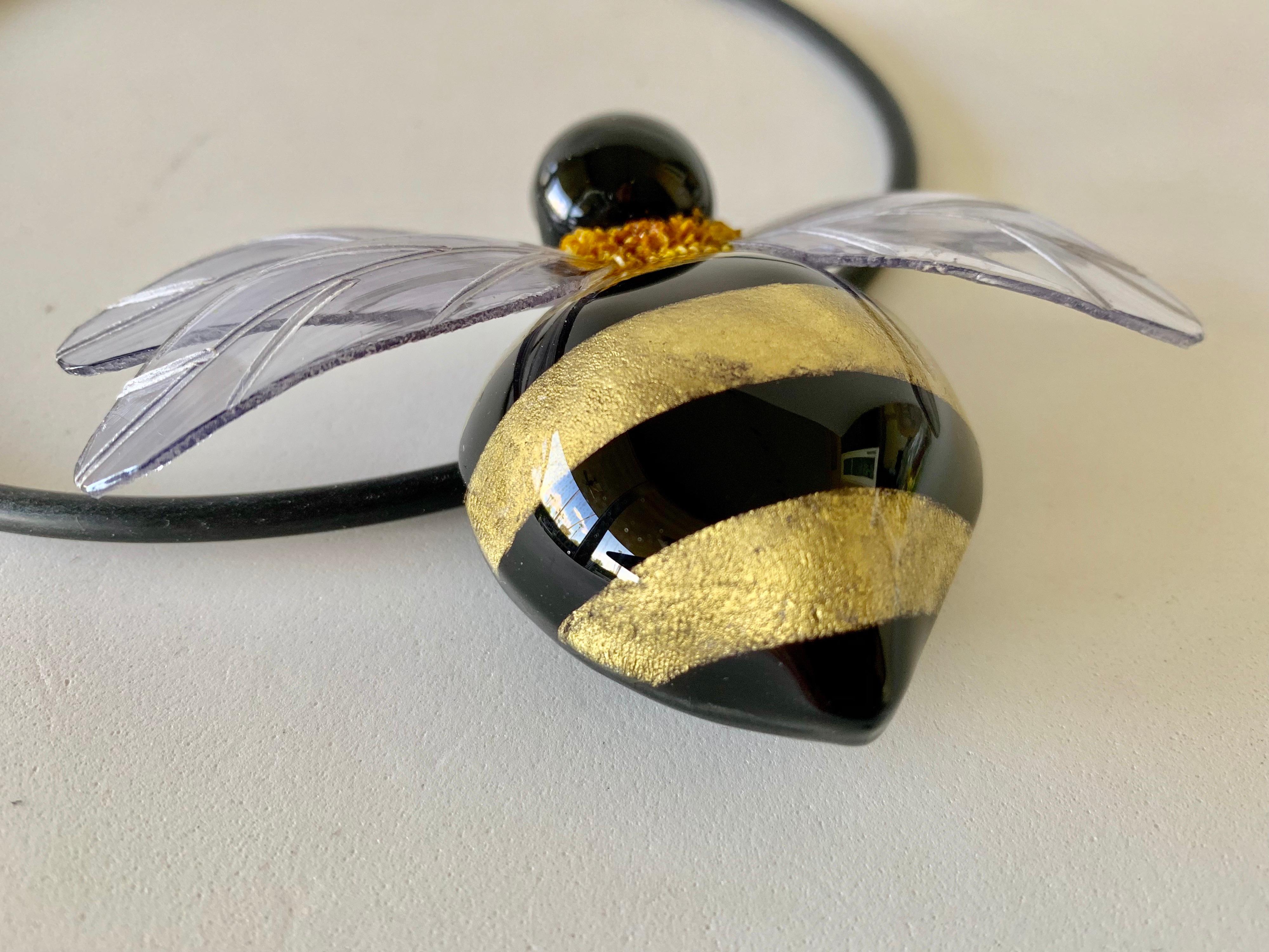 Black and Gold Bumblebee Statement Necklace/Pin   6