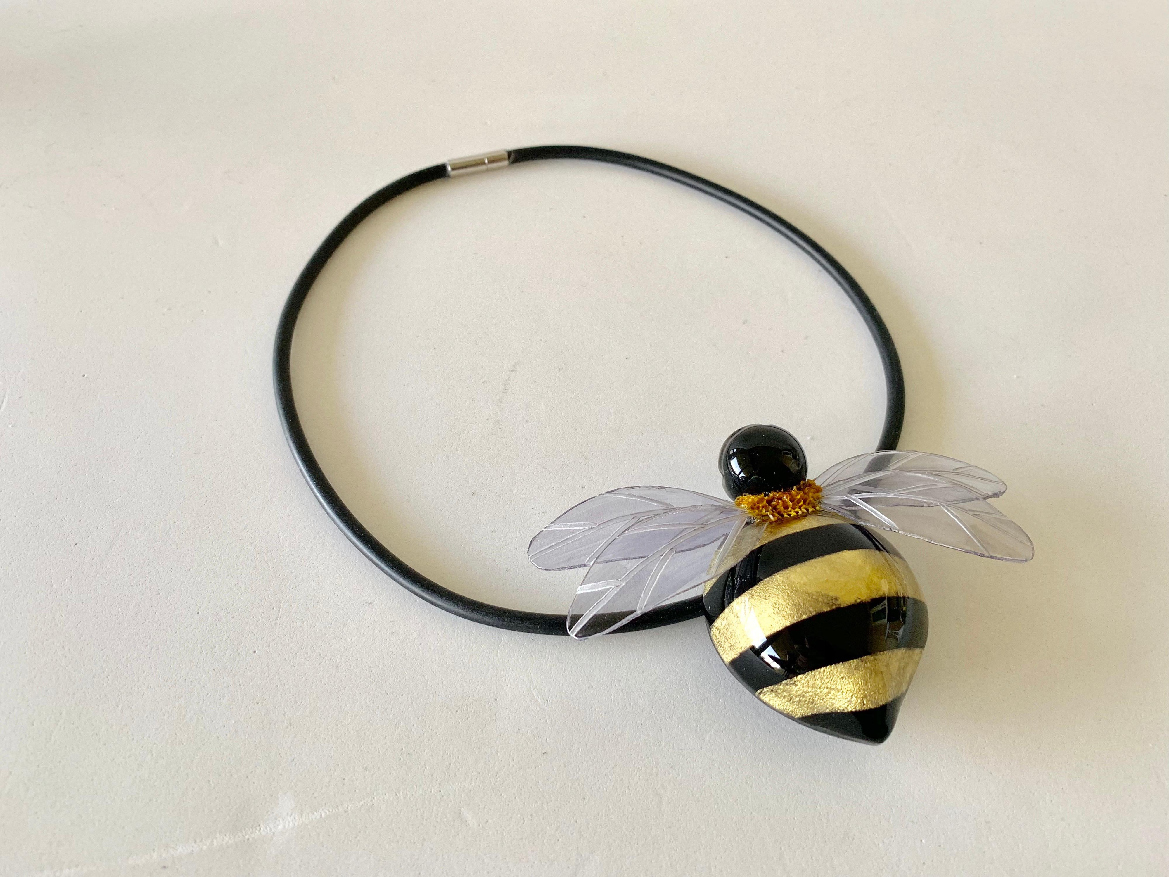 Black and Gold Bumblebee Statement Necklace/Pin   8