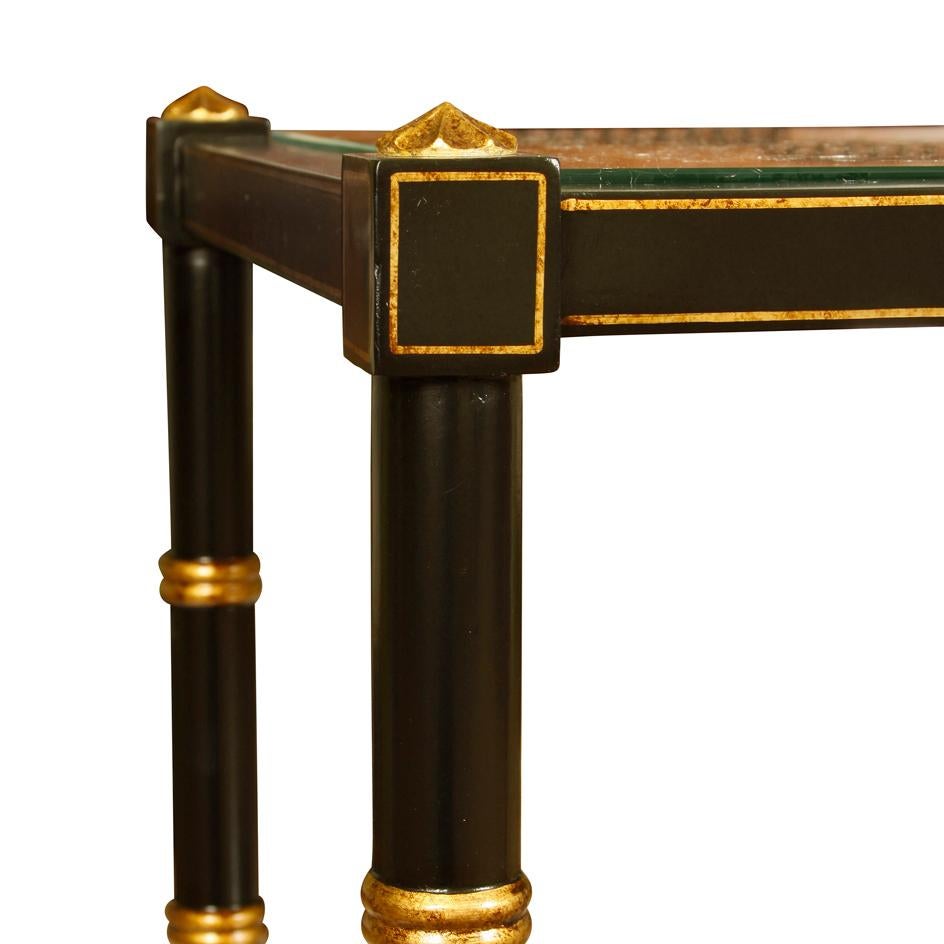 American Black and Gold Caned Side Table