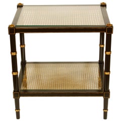 Black and Gold Caned Side Table
