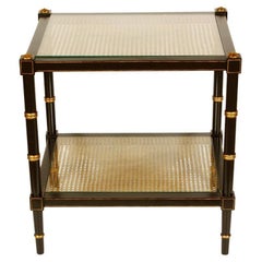 Black and Gold Caned Side Table