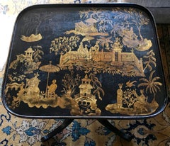 Black and Gilt Chinoiserie Japanned Side Table
