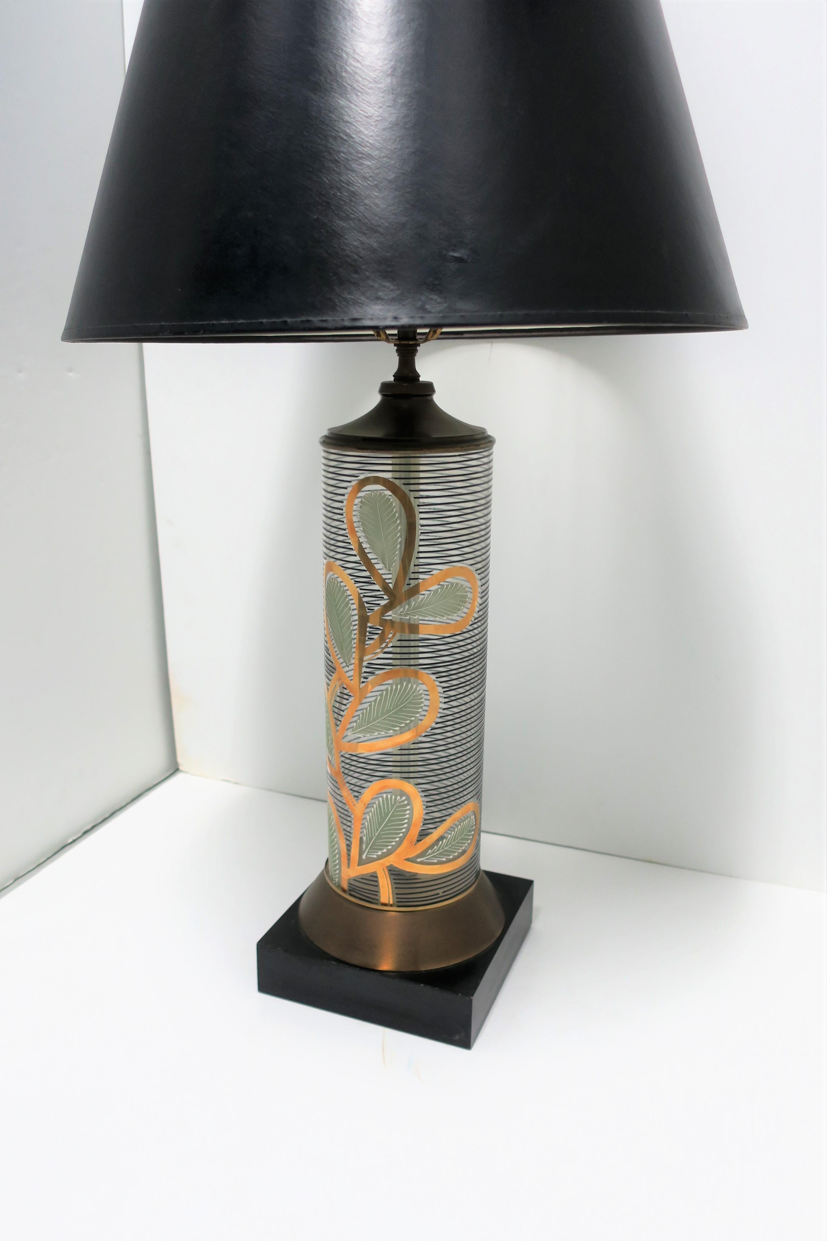 20th Century Black and Gold Glass and Brass Table Lamp Organic Modern Design For Sale