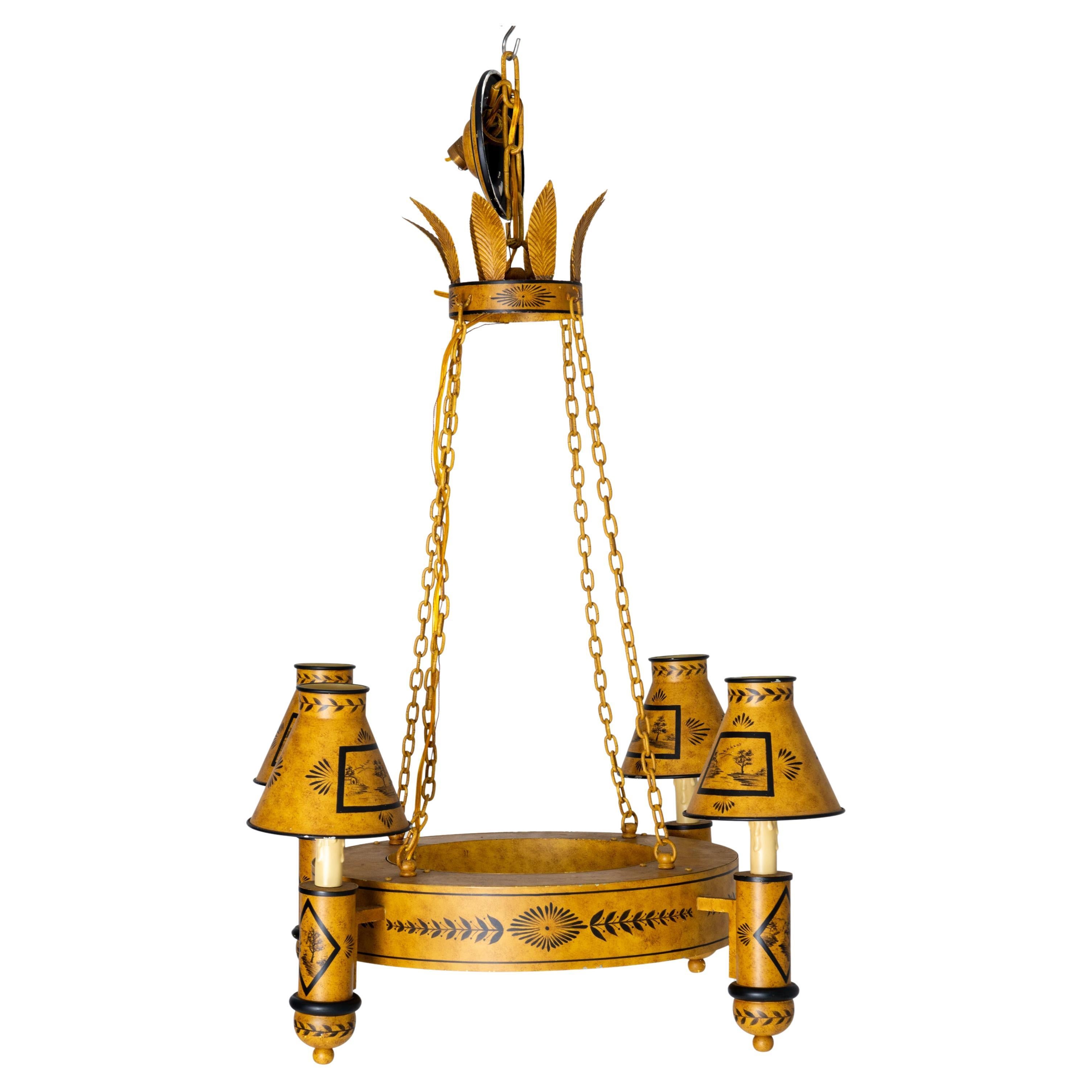 Lampadario Tole Directoire nero e oro