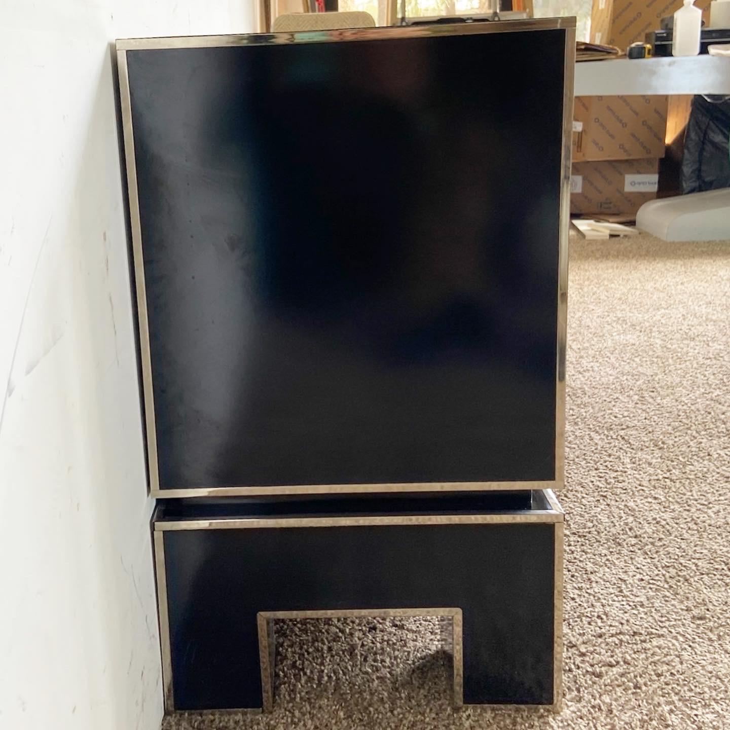 Black and Gold Dresser by Alain Delon for Maison Jansen In Good Condition For Sale In Delray Beach, FL