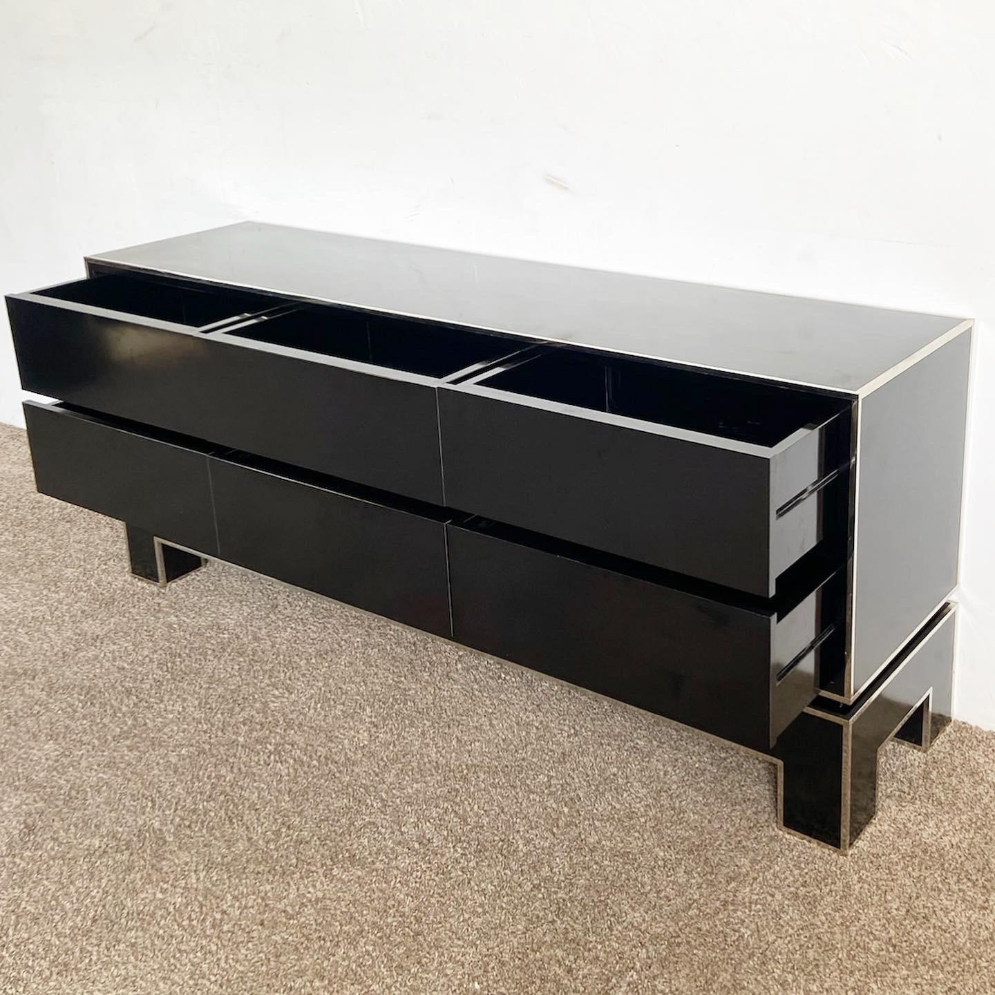 Late 20th Century Black and Gold Dresser by Alain Delon for Maison Jansen For Sale