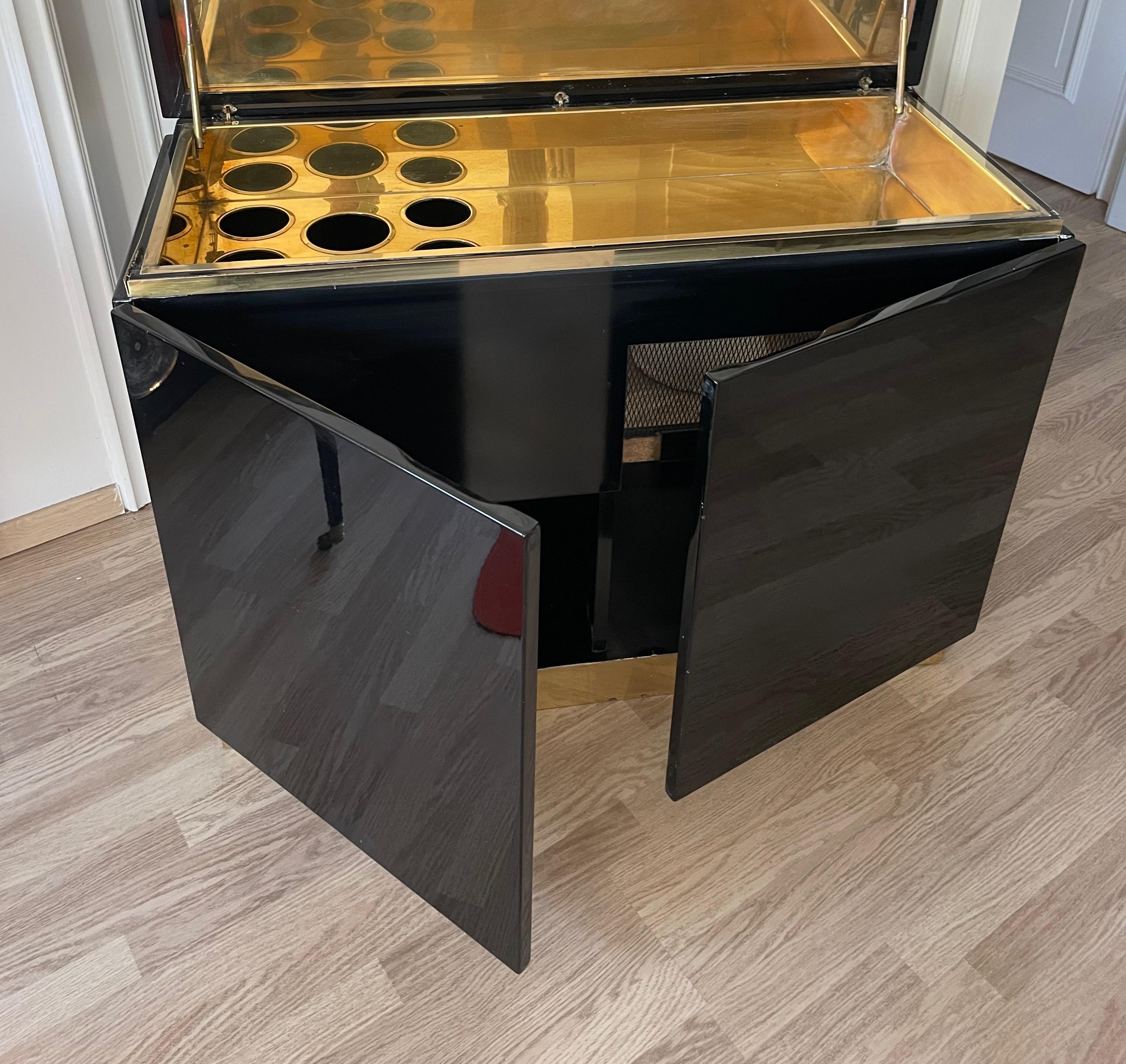 Black and Gold Dry Bar by Jean- Claude Mahey, France 1975. For Sale 4