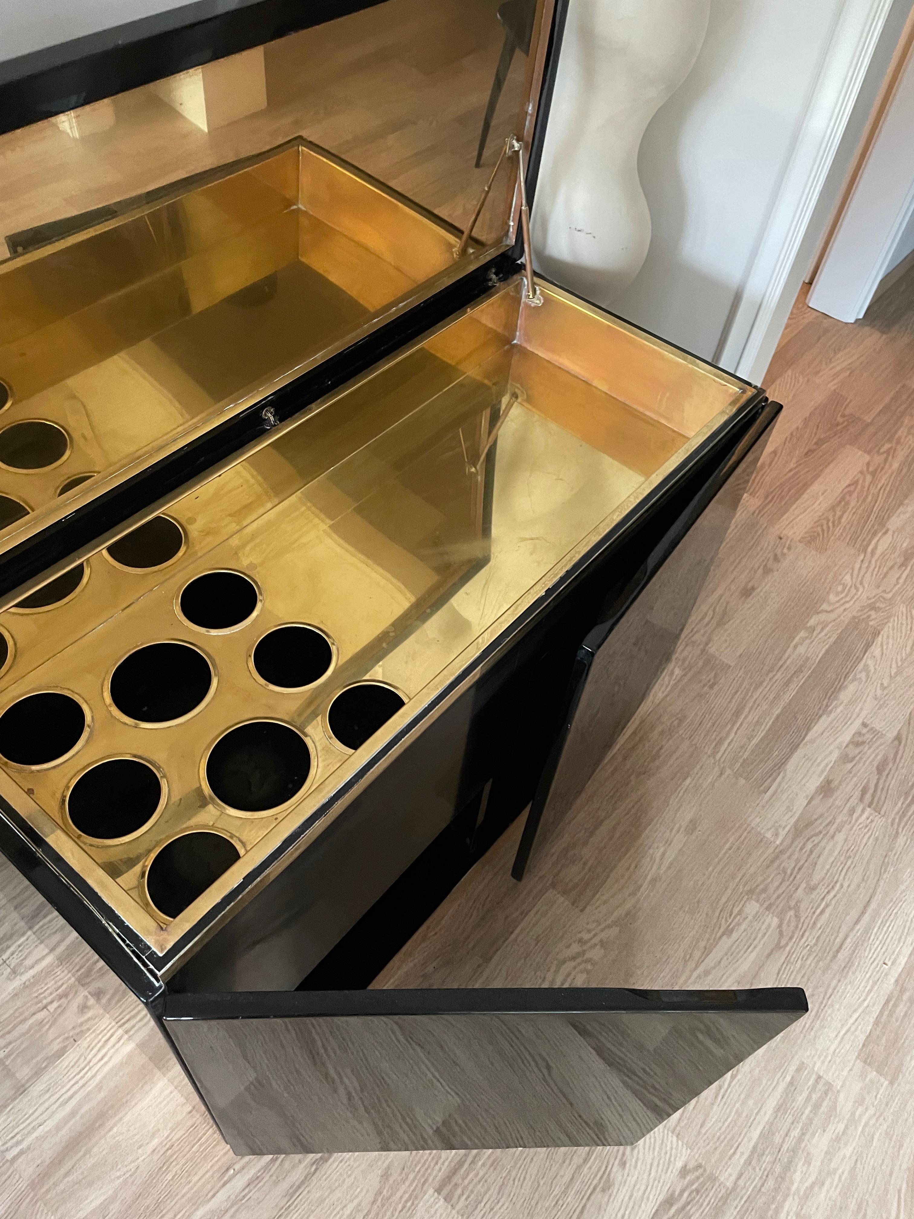 Black and Gold Dry Bar by Jean- Claude Mahey, France 1975. For Sale 2