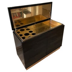 Black and Gold Dry Bar by Jean- Claude Mahey, France 1975.