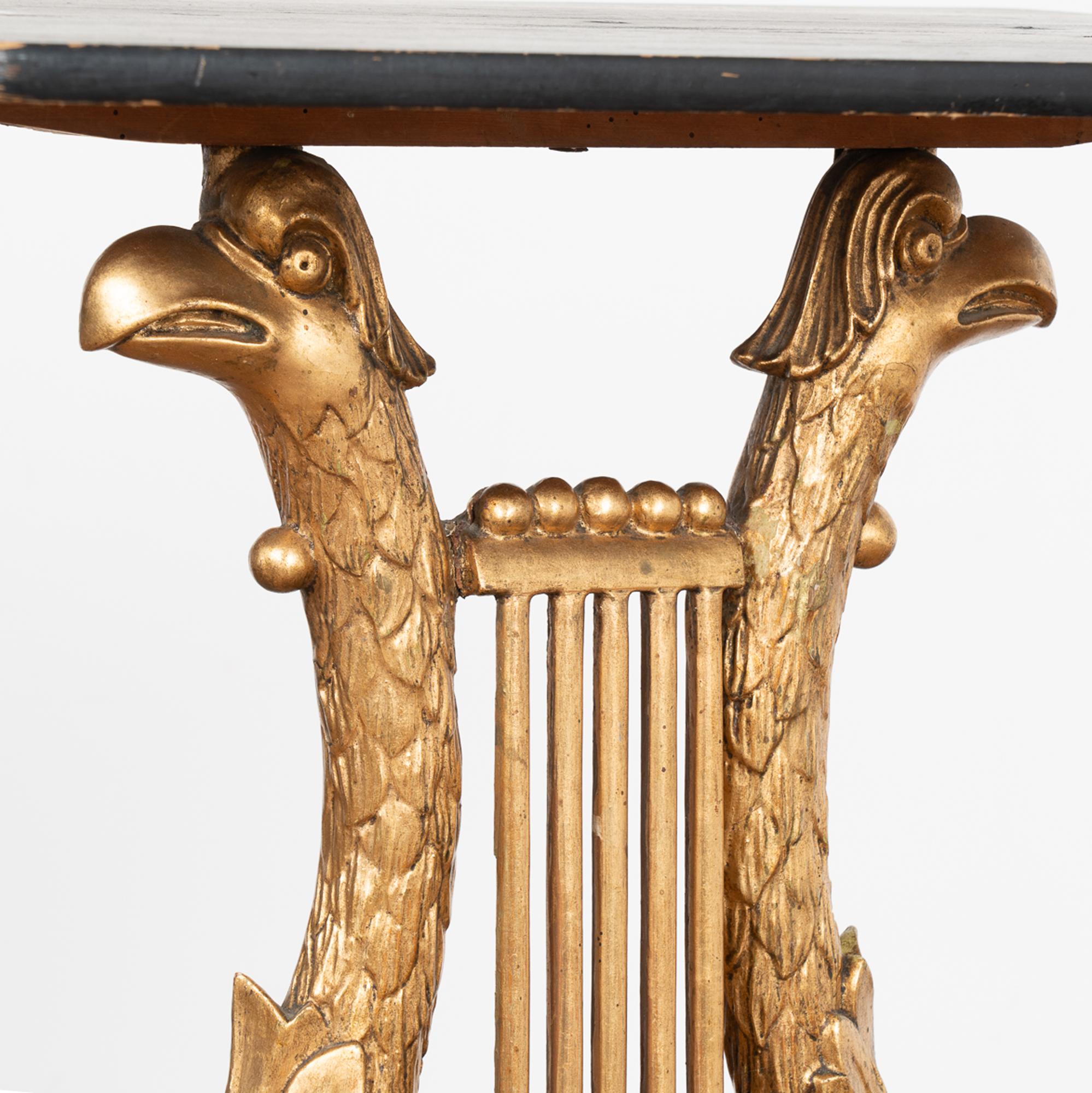 Wood Black and Gold Eagle Console Table, Sweden circa 1830 For Sale
